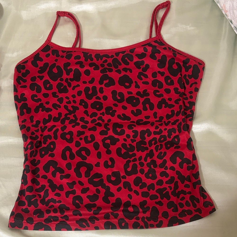 SHEIN Red and Black Leopard Print Camisole